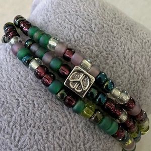 ☮️ Three Wrap Beaded Bracelet